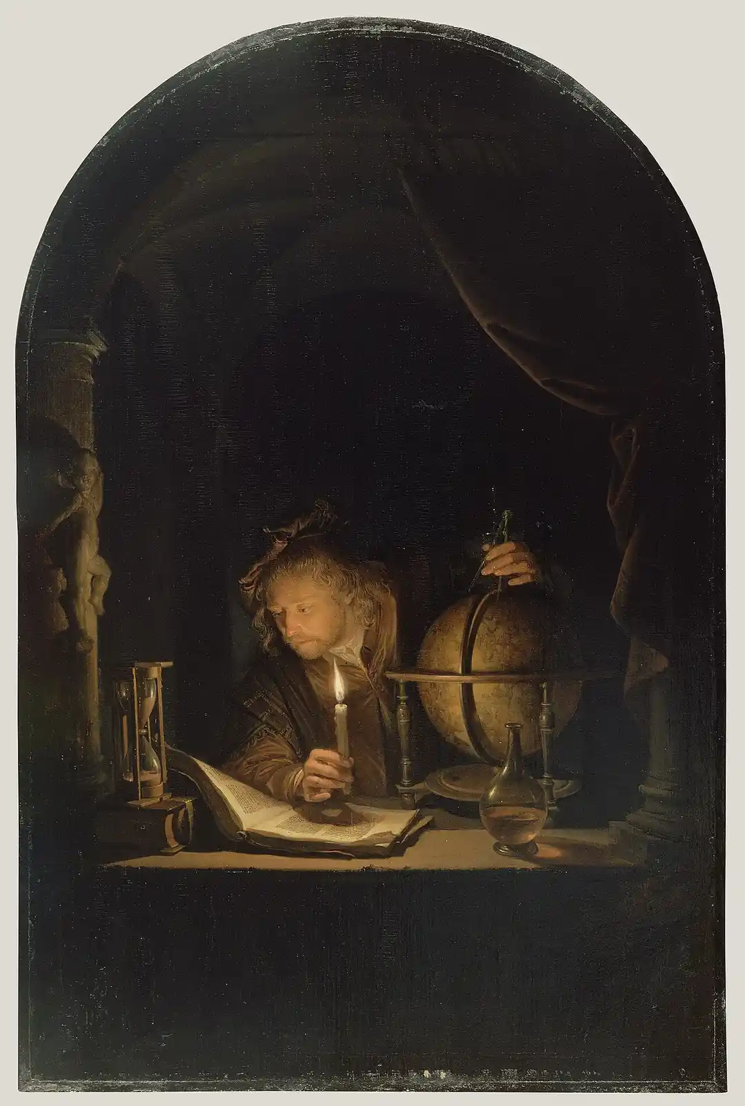 An Astronomer by Candlelight — a scholar examining truth by careful study